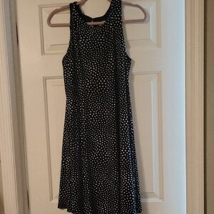 Anne Klein Black and White Polka Dot Shift Midi Dress Size 10